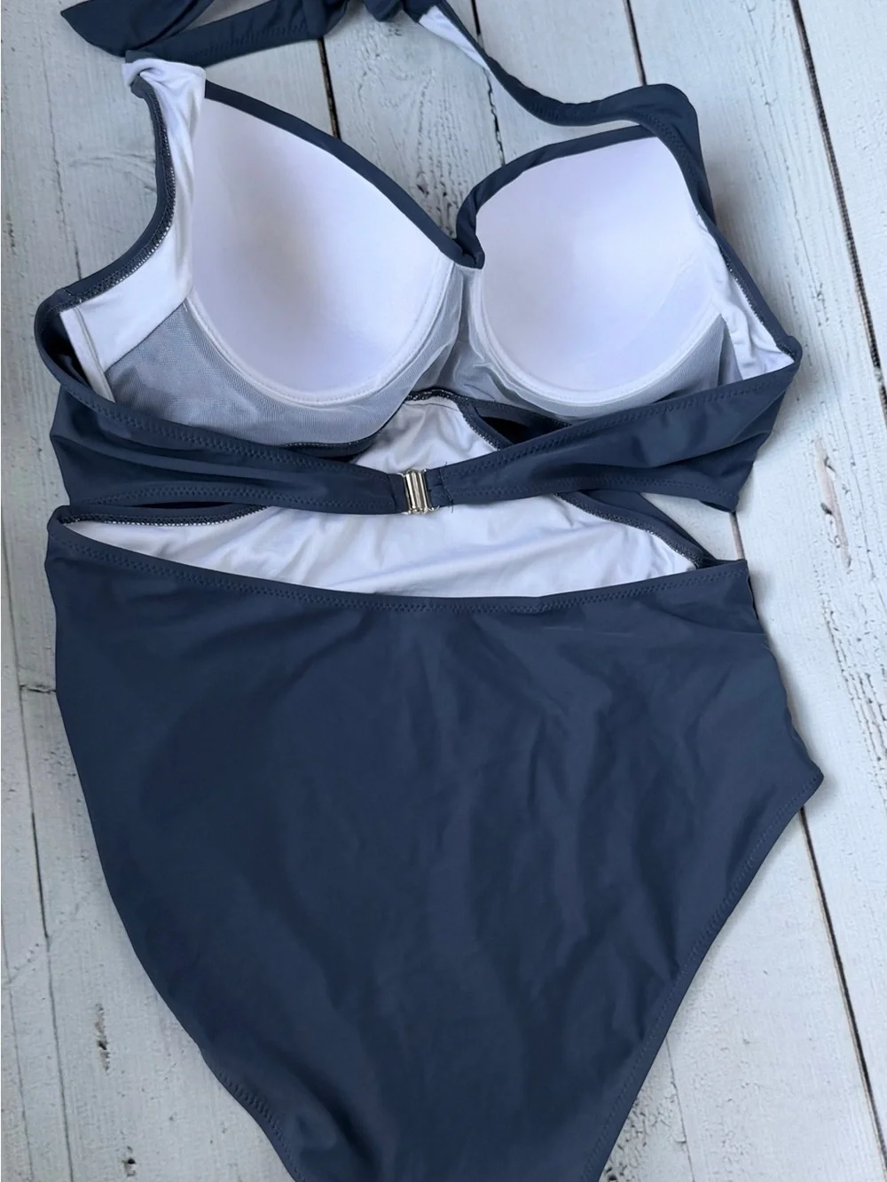 Cupshe Navy Twist-Halter One-Piece Swimsuit